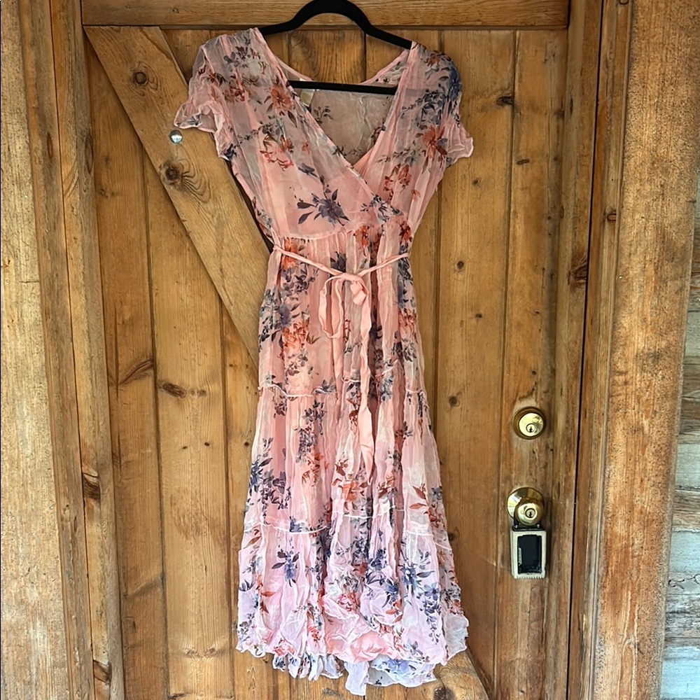 Floral Pink Wrap Dress